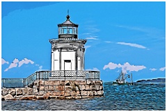 Fishing Boat By Portland Breakwater Light - Digital Painting